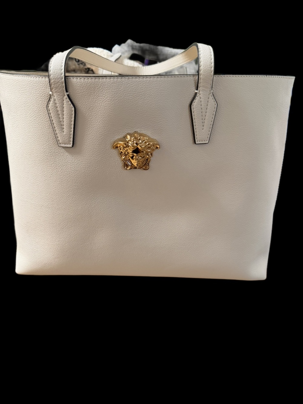 Versace Gold Medusa While Calf Leather Tote Bag - EUC - Authentic